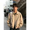 Chaqueta de motociclista estilo granero con remaches estilo americano transfronteriza para hombre, primavera y otoño, diseño de alta costura moderno, abrigo elegante y genial con cuello alto