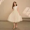 Vestido formal transfronteiriço para meninas para casamentos, vestido de daminha de honra para menina, vestido de princesa de alta qualidade para festa de aniversário, traje de performance para pequena apresentadora
