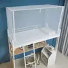 Mosquitero Estudiante con Techo Cuadrado y Tres Puertas, Modelo Estudiante para Dormitorio, Mosquitero de Cama a Prueba de Polvo con Cremallera para Dormitorio Estudiantil, Incluye Poste para Ventilador