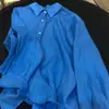 ¡Altamente Recomendado! Camisa de Lino Azul Klein de Gama Alta Estilo Old Money para Mujer, Holgada y Relajada, Camisa Versátil con Protección Solar