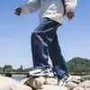 Jeans de pierna ancha estilo americano para hombre, lavado desgastado, corte recto, ajuste holgado, moda urbana, modernos, pantalones largos casuales