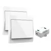Interruptor inalámbrico inteligente de control único doble para el hogar, autoalimentado, sin cableado, panel 86, sin batería, impermeable, para pegar en cualquier lugar