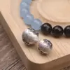 Prata Esterlina S925 Acessórios Escovados Pulseira de Corda Artesanal DIY Contas Espaçadoras para Joias Pulseira de Contas Redondas