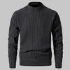 Comercio Electrónico Transfronterizo Nuevo Suéter Pulóver de Cuello Medio Alto para Hombre Juventud Más Terciopelo Engrosado de una Pieza Forro Polar Otoño e Invierno Tejido Capa Base