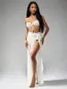 Bestseller transfronterizo europeo y americano: falda larga decover-up de bikini para vacaciones en la playa, transparente, con tiras cruzadas y abertura alta para mujer