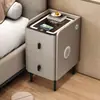 Mesa de cabeceira inteligente ultra-estreita, madeira maciça, multifuncional, pequena, simples, moderna, armário de cabeceira multifuncional com carregamento sem fio