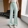 Pantalones de pierna ancha para niñas, estilo nuevo de verano, seda helada, fluidos, holgados, adelgazantes, hasta el suelo, casuales para niños mayores