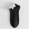 Calcetines de Algodón Puro Boca de Burbuja para Mujer Blanco y Negro Encaje Calcetines de Barco Fabricante Venta al por Mayor Envío Gratis Transfronterizo Calcetines de Mujer Primavera y Verano