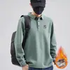 Camisa Polo para Hombre Otoño/Invierno 2026 con Cuello de Solapa, Corte Holgado, Manga Larga, Forro Polar, Nuevo Bordado, Top Casual de Negocios