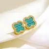 Pulseira da Sorte Trevo de Quatro Folhas Cravejada com Diamantes Estilo Europeu e Americano Lado Único Explosões Amazon Transfronteiriças Moda Feminina Pulseira Personalizada Versátil