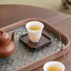 Porta-copo de Madeira Maciça Ébano para Chá, Tapete para Xícara de Chá, Cerimônia do Chá, Porta-xícara de Chá Kung Fu, Acessórios Criativos para Conjunto de Chá, Isolamento Térmico de Madeira