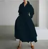 Vestido Cruzado Europeo y Americano 2026 Estilo Nuevo Casual de Oficina Moda Cuello Polo Manga Larga con Cintura Elástica y Dobladillo Amplio