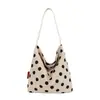 Bolso Tote de Punto Trenzado con Lunares Retro Correa Simple Casual Gran Capacidad para Viajes Diarios Hombro Único Debajo del Brazo Bolso de Mujer de Moda