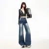 Jeans Amplo Laranja Infantil Estilo Americano Resistente Tie-Dye para Mulheres, Caimento Solto, Emagrecedor, Lavado, Único, Versátil, Calça de Comprimento Total.