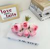 Rosa artificial de Milán de 7 cabezas, decoración para mesa de salón, tela de seda con tacto hidratante, accesorios para sesión de fotos.