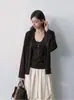 Suéter tejido de punto para mujer, cuello en V simple, mangas acampanadas, corte holgado, longitud media, colección nueva 2026, suéter abrigo de estilo casual