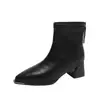 Botines de Punta Francesa para Mujer 2026 Otoño Invierno Nueva Moda Botas Adelgazantes Tacón Grueso Cremallera Trasera Botines Tacón Alto Botas Martin