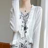 Cárdigan fino de punto con protección solar, estilo coreano, con tirantes de encaje, camisa elegante y aire acondicionado, abrigo tipo chal para mujer, novedad de 2024