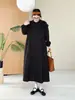 Vestido Casual de Manga Longa Primavera 2026 Estilo Mori Girl Japonês Design de Gola Redonda Elegante Emagrecedor Vestido Longo para Mulheres