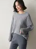 Suéter de Cachemira para Mujer de Color Sólido con Botones, Estilo Perezoso Holgado de Cuello Redondo Retorcido de Longitud Media, Nuevo para Otoño e Invierno, Cómodo y Favorecedor