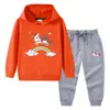 Primavera y Otoño 2023 nueva ropa infantil transfronteriza suéter con capucha para niños pantalones conjunto de dos piezas bebé algodón manga larga