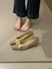 Sapatos Femininos de Salto Alto Baixo com Laço Francês 2026 Novidade de Outono Slip-on Versátil Salto Plataforma Sapatos para o Trabalho