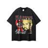 Camiseta de manga corta oversize pesada con retrato de rap hip hop transfronterizo para hombre, camiseta básica de manga larga lavada