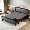 Cama plegable para uso doméstico, cama doble con estructura de hierro y colchón, cama sencilla para viviendas de alquiler, cama de tablero duro, cama para siesta en la oficina, cama individual