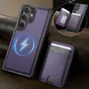 Funda para teléfono tipo tarjeta adecuada para Samsung S26Ultra, Soporte magnético para Samsung S25P, Soporte para tarjetas con carga inalámbrica