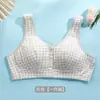 Sutiã top sem bojo de suporte macio com fecho frontal para tamanhos grandes para mulheres de meia-idade e idosas, confortável, respirável, anti-queda, alta elasticidade, sutiã feminino 3688
