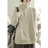 Sudadera de mujer de corte holgado, estilo otoño e invierno, top tipo jersey de cuello medio alto, algodón puro, casual, versátil, chaqueta cálida nueva