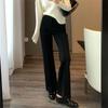 ¡Una segunda pierna! Pantalones Negros Ajustados de Tiro Alto con Corte Recto, Alta Elasticidad, Versátiles, de Campana, Herradura, para Mujer