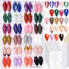 Caixa com Conjunto de Adesivos para Unhas Coloridos Sólidos de Média e Curta Duração, Franceses Foscos com Glitter, Pontas de Unha de Alta Qualidade Desgastáveis