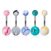 Piercing de Umbigo Acrílico Colorido, Pintura de Borracha em Cor Luminosa, Botão de Umbigo para Body Piercing, Haste de Aço Inoxidável para Nail de Umbigo