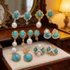 Acessórios para Brincos de Pérola DIY Transfronteiriços, Bases para Brincos Turquesa Versáteis de Estilo Boêmio Vintage, Atacado