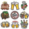 Patches bordados estilo americano com tema de cerveja para tampinhas de garrafa, barris, copos e garrafas, adequados para jaquetas jeans e bolsas, patches decorativos DIY