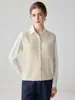 Roupa para o Trabalho: Colete de Tricô 100% Caxemira Pura Feminino, Cardigã sem Mangas com Botões Metálicos, Colete de Outerwear