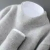 Suéter 100% lana pura para hombre, cuello semi-alto, jersey de negocios engrosado, suéter base de punto suelto de manga larga, cachemir