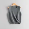 Nuevo camisole de punto sin mangas 100% cachemira para otoño e invierno, top simple versátil, tejido casual, camiseta básica