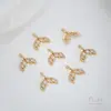 Colgante de Cola de Ballena, Estrella de Mar, Árbol de la Vida, Tulipán, Chapado en Oro Real de 14K con Circonita Incrustada, Colgante para Pulsera o Collar DIY