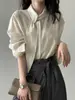 Elegante blusa única estilo francês com gola lenço e mangas compridas, nova blusa de alta qualidade para outono 2026, feminina