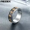 R0357-NK02 Anillo Giratorio de Acero de Titanio Punk Retro Calavera Cruz Personalidad Europea y Americana Anillo para Hombre