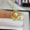 Set de Perlas Naturales Zhuji Diseño de Circonita Pendientes de Flor Anillo Colgante Set de Tres Piezas Pendientes de Perla Versátiles