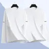 Camiseta masculina de manga longa gola redonda, cor sólida versátil, corte solto, para primavera e outono, top casual moderno