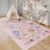 Tapete de Engatinhar Infantil Desenho Animado Fofo, Tapete para Sala de Estar, Quarto, Cabeceira da Cama, Tapete de Chão Antiderrapante e Resistente a Manchas, Tapete Completo de Grande Área