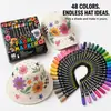 Marcadores de tecido de 48 cores para bonés de beisebol, roupas, bolsas, canetas de grafite, canetas de arte em tecido manual para pais e filhos, material de pintura DIY