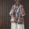 Verano Nuevo Estilo Retro Holgado Talla Grande Blusa Estampada Versátil Casual Delgada Pullover Top Venta al por Mayor