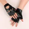 Luvas de Meio Dedo de Couro para Mulheres Performance de Hip-Hop Ciclismo Pu Confortáveis Treinamento Meio Dedo Motocicleta ao Ar Livre Luvas de Dança