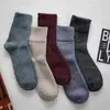 Meias de Inverno Femininas de Cano Médio Estilo Coreano Meias Longas Meias Grossas de Lã para Chão Meias Quentes Meias de Terry Outono e Inverno Meias Femininas