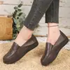 Zapatos de Madre de Cuero Genuino Suave de Suela Blanda para Primavera y Otoño Transfronterizos, Mocasines Slip-On, Zapatos Individuales Cómodos para Mujeres de Mediana Edad y Mayores, Zapatos Casuales Antideslizantes para Mujer